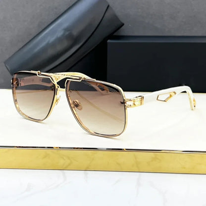 Luxury Me's Sunglasses Large Square Women Alloy Acetate Double Bridges Handmade in Germany High Quality Gafas UV400 THE KING  II