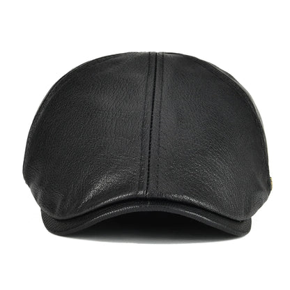 Genuine Leather Flat Cap Men Fall Winter Cabbies Newsboy Hat Coffee Brown Ivy Caps Soft Smooth Textured Hats