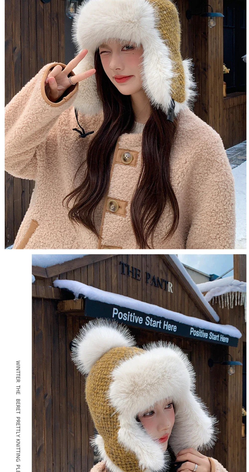 Russian Hat Ushanka Thick Warm Fluffy Fur Hat Women Snow Ski Earflap Cap Female Knitted Hat Skullies Beanies Bomber Hats