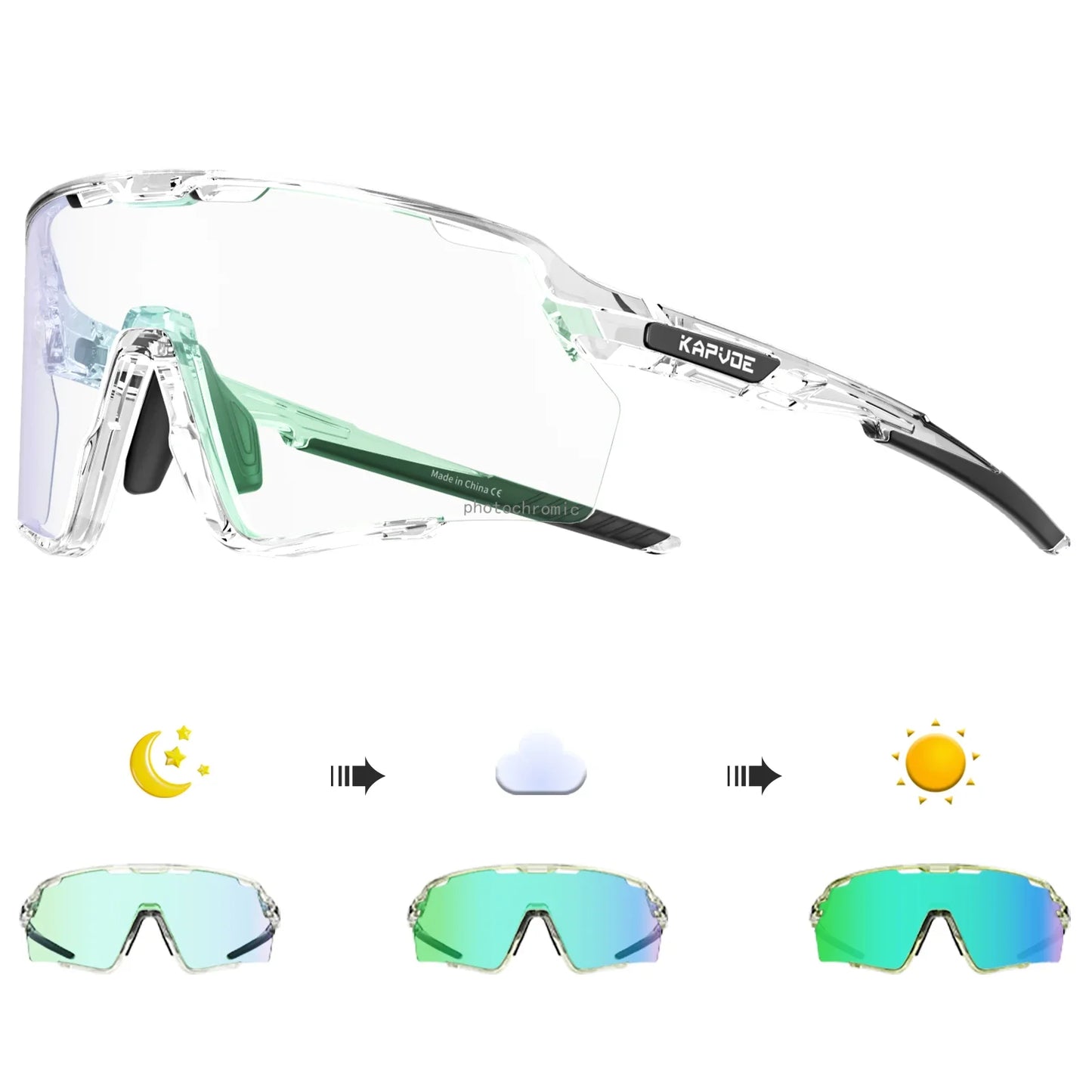 Photochromic Cycling Glasses Silver Lens Sunglasses Multi Color Men Women Bike Outdoor Eyewear Riding Driving Running