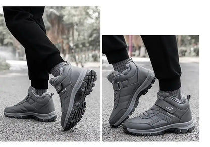 Winter Men Boots PU Leather Snow Boots Man Plush Warm Causal Shoe Waterproof Men Boots High Quality Male Sneakers Ankle Boots