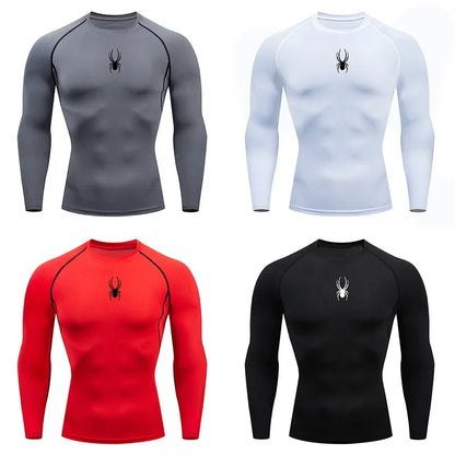 Men's Long Sleeves Fitness T-shirt Gym Compression Dry Fit T-shirt Sportswear Spring And Autumn Outdoor Sports Running Tees Tops