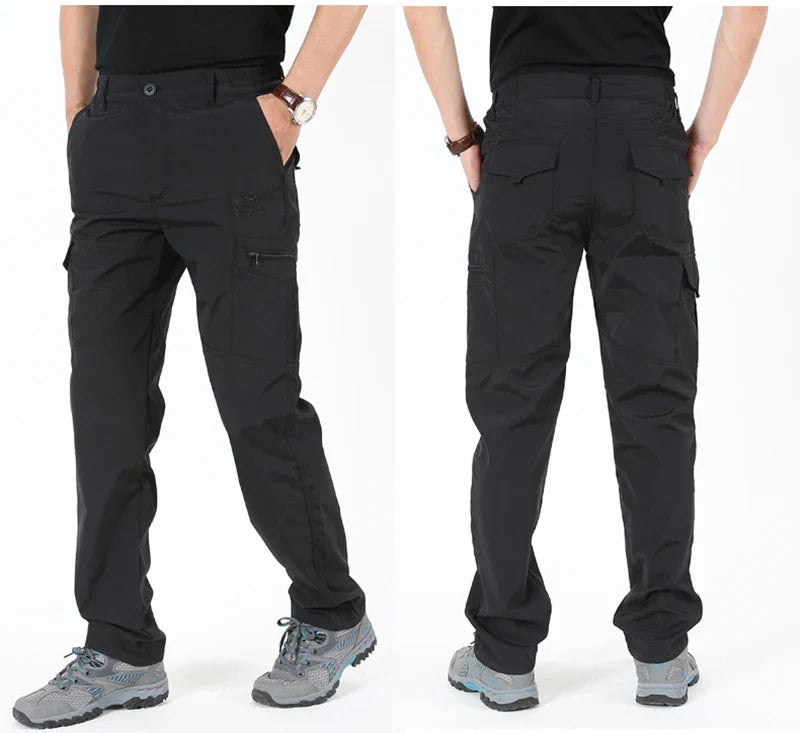 New Tactical Pants Men Winter Outdoor Work Casual Cargo Trousers Waterproof Fleece-lined Pants Elastic Hiking Traveling Workwear