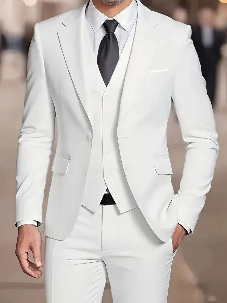 New Beige Suit Men Business Tuxedos Formal 3/2/1 Piece Dress Single Breasted Groom Groomsman Prom Wedding Party