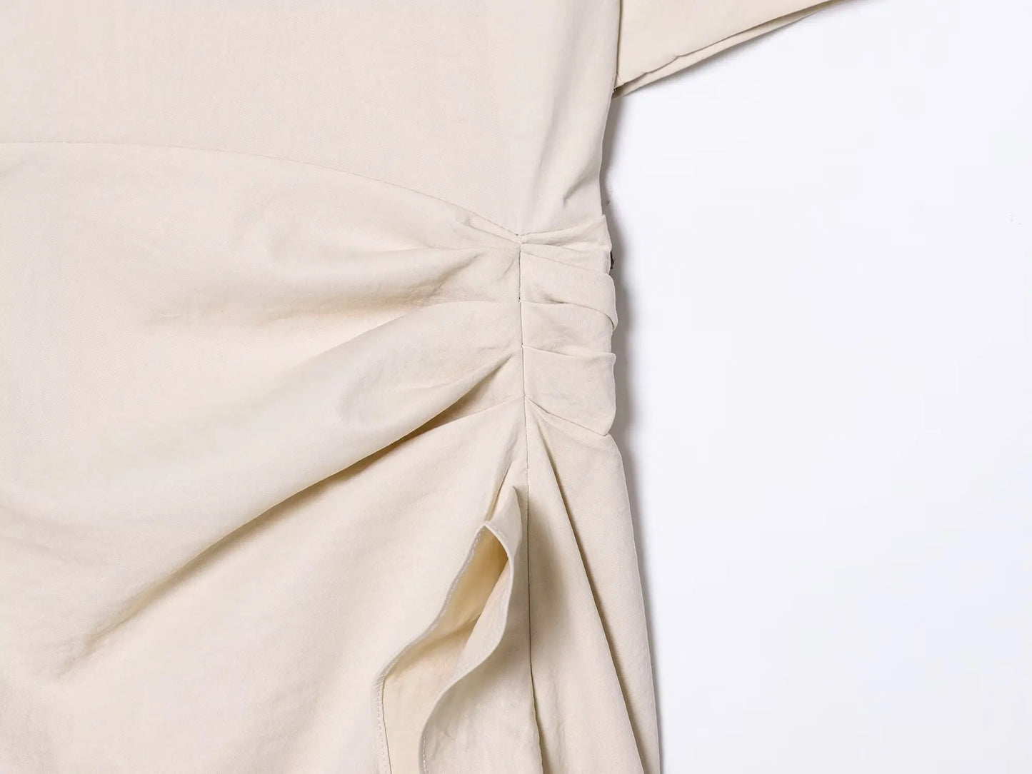 Women New Fashion Round Neck Pleated Short Sleeve Waist Dress Women Casual Sexy Side Zipper Button Solid Midi Summer Dress