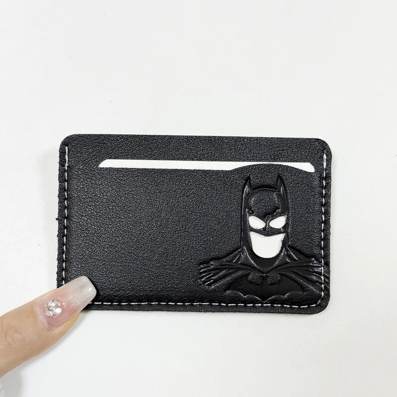 Leather Bat ID Wallet For Men Slim Card Holder Case Cover With Cutout Superhero Face Eyes Mask Gift For Teens Boy Friend Husband