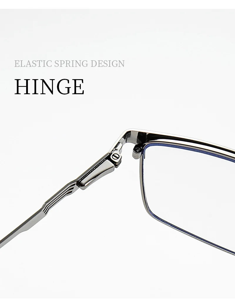 New Metal Eyeglasses Square Frame Business Casual Anti-blue Light Reading Glasses Men's Prescription Customized 6915