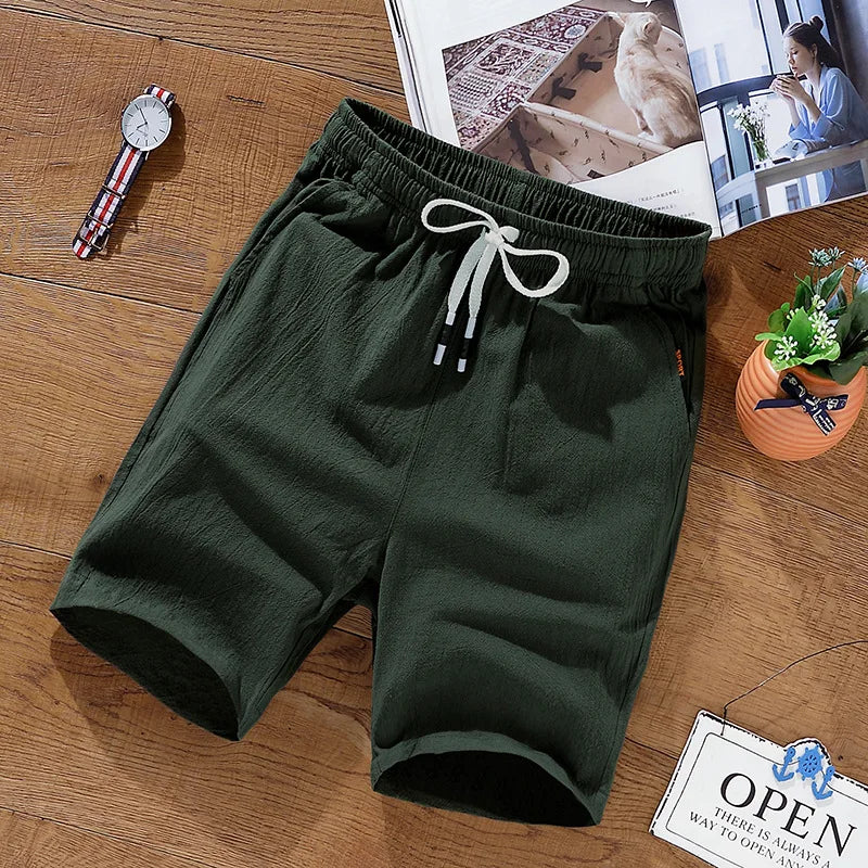 Men's Solid Gym Shorts Summer Outdoor Breathable Sports Shorts Plus Size Drawstring Casual Shorts Male