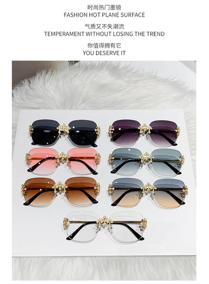 2025 New Frameless Sunglasses Women Men High-end Fashion Sunscreen Ladies Square Sun Glasses Alloy Legs Gafas De Sol UV400
