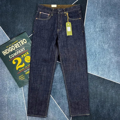 16oz High Quality Pink Selvadge Denim Jeans for Men Cotton Washed Pants Raw Blue American Vintage Hard Thick Straight Trousers