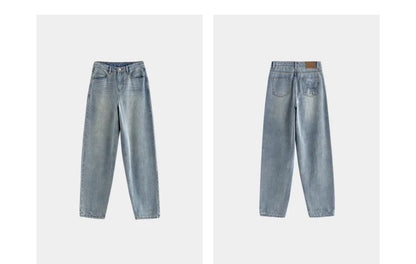 Women Jeans 2023 Autumn High Waist Straight Loose Trousers Fashion Casual Versatile Simple Basic Light Blue Pants
