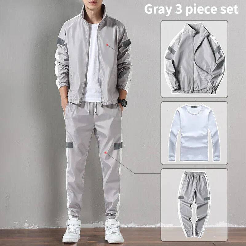 Sports Suit Men's Spring and Autumn Casual Running Sportswear Cardigan Casual Sweater Three-piece Suit