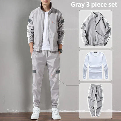 Sports Suit Men's Spring and Autumn Casual Running Sportswear Cardigan Casual Sweater Three-piece Suit