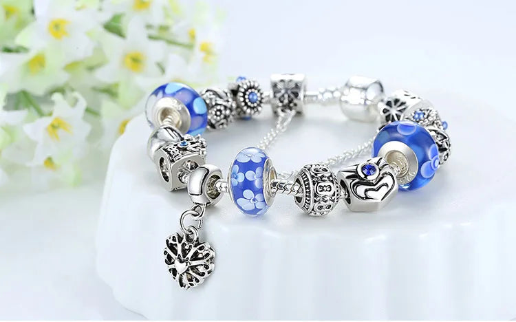 Queen Jewelry Charms Bracelet & Bangles With Queen Crown Beads Bracelet for Women PA1823