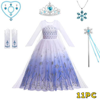 Elsa Anna Kid Princess Girls Dress Rapunzal Kids Cosplay Halloween Vestidos Children Costume Birthday Party Dress