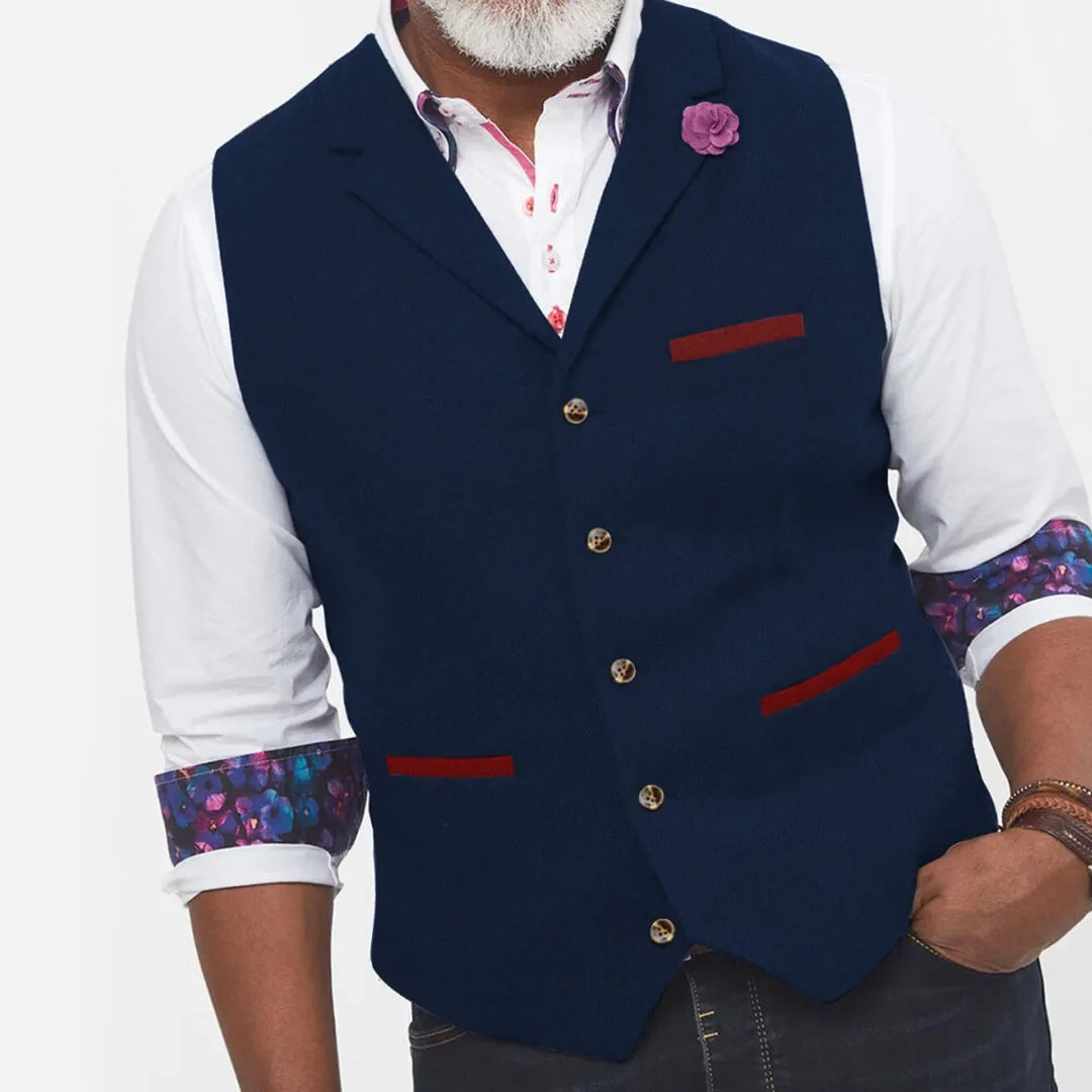 Men Vest Brown Herringbone With Lapel Single Button Waistcoat For Wedding Banquet Prom Business Work Casual Daily Men Suit Vest
