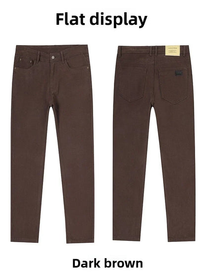 Large Size 42 44 Autumn 96% Cotton Men's Stretch Slim Jeans ArmyGreen Soft Comfortable Casual Straight Denim Pants Trousers
