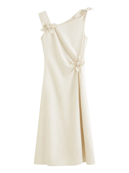 Summer Women's French Style Spaghetti Strap Slip Elegant Dress Waist-Cinching Maxi Coquette Effortless Style