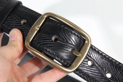Extra Thick Double-sided Men's Belt Tactical Personalized Jeans Belt Genuine Leather Men's Pure Copper Pin Buckle Luxury Belt