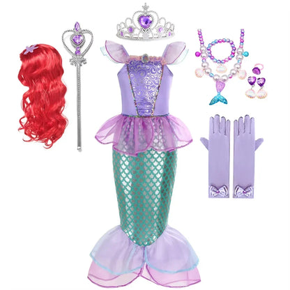 Summer Mermaid Birthday Party Dress Girl Cute Costume Carnival Anime Cosplay Outfits 2-10 Yrs Kids Fantasy Disguise Prom Gown