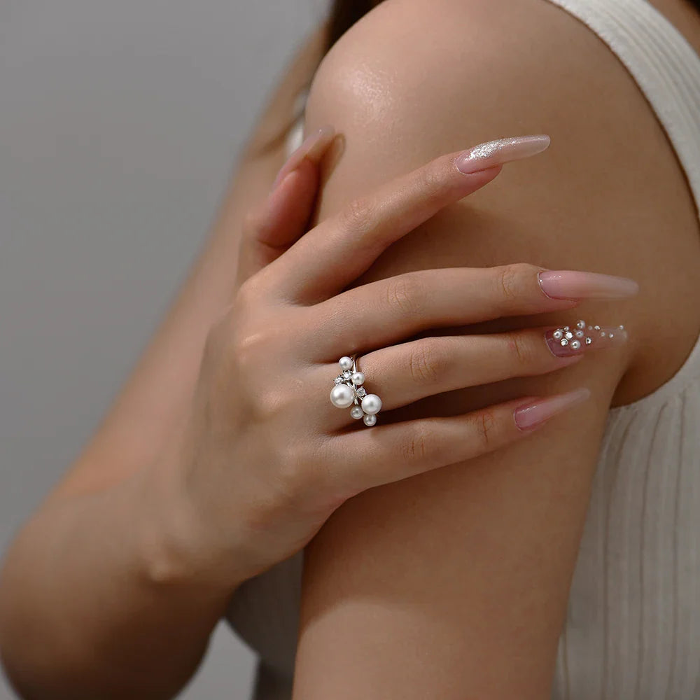 Bague ATTAGEMS Perle Moissanite DVVS 100% Argent Sterling S925 Plaqué Or 18 carats pour Femme Bague de Fiançailles Bijoux de Mariée Cadeau de Luxe