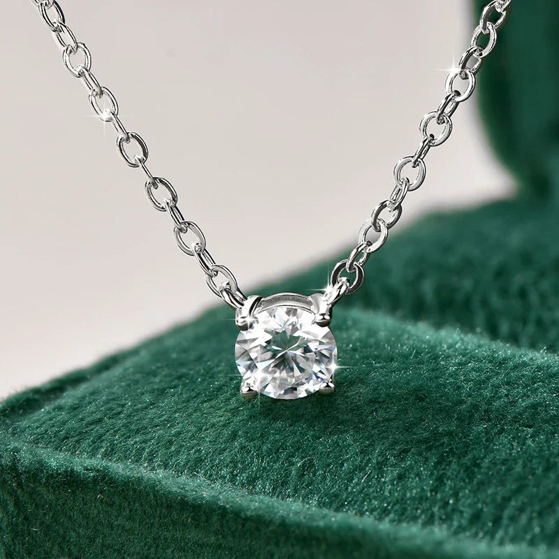 Certified 4mm/5mm Moissanite Pendant Necklace For Women Exquisite 14K Gold Filled Solitaire Drop Necklaces Jewelry Gift