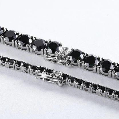 3/4/5/6.5mm Full Black Moissanite Tennis Necklace with GRA 925 Sterling Silver Lab Diamond Hiphop Necklace Jewelry for Men Women