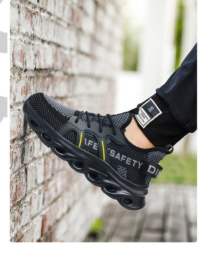 summer safety shoes lightweight work shoes with plastic toe comfortable work sneakers men anti-puncture breathable safety boots