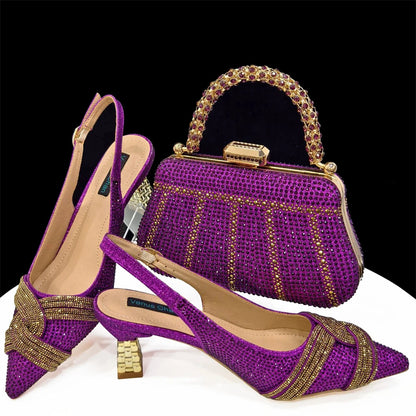 Black Hollow Design With Pointed Shoes And Fashion Three-Dimensional Bag Cozy Rhinestones Are Suitable For Parties