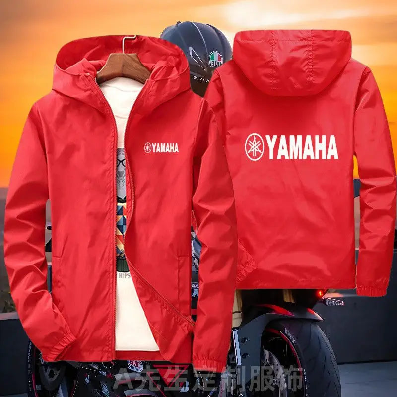 2026customized Yamaha motorcycle trench coat creative and personalized riding thin casual men's and women's zipper hooded jacket