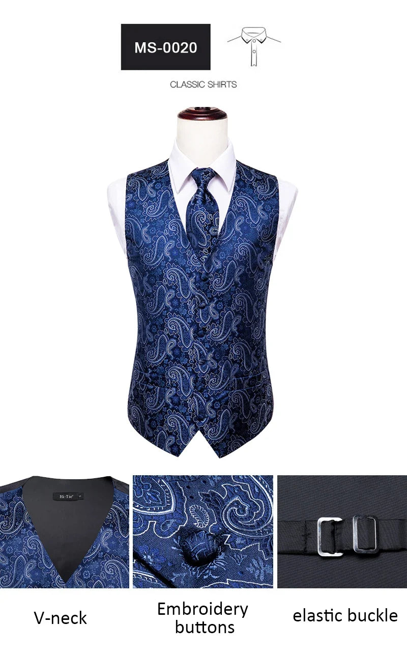Silk Mens Suit Vests 4PC Woven Sage Green Solid Waistcoat Tie Pocket Square Cufflinks Business Wedding Dress Waist Jacket