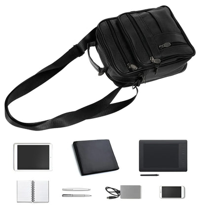 Leather Shoulder Bag for Men Small Crossbody Backpack Shoulder Bag with Adjustable Shoulder Straps PU Leather Chest Bag Daypack