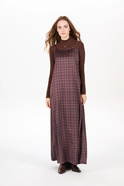 AS AW25 woman clothing mockneck + elegance slip satin dress matching look adjustable maxi floor length lady wear