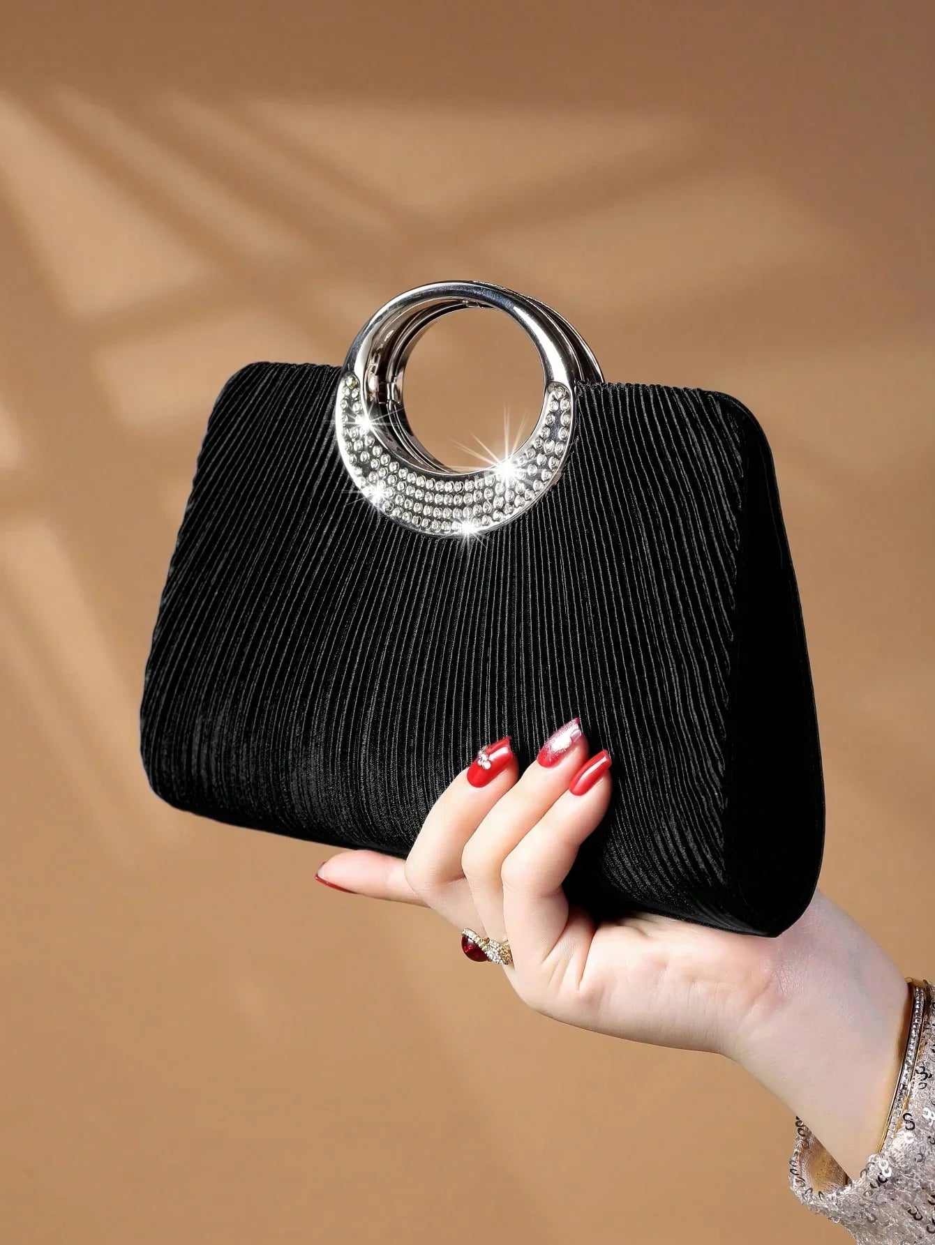 Women's Sparkling Glitter Crystal Evening Bag, Handbag And Crossbody Bag With Simple And Elegant Design, Suitable For Wedding