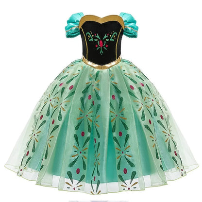 Girls Elsa Anna Dress Children Princess Carnival Dress Kids Jasmine Rapunzel Pageant Flower Disguise Birthday Cosplay Costume