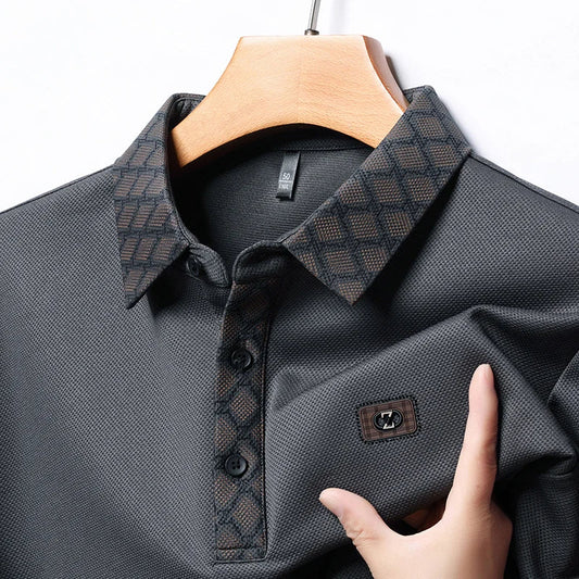 High quality brand long sleeved men's polo shirt autumn fashion personality collar and Z-letter badge design casual Paul T-shirt