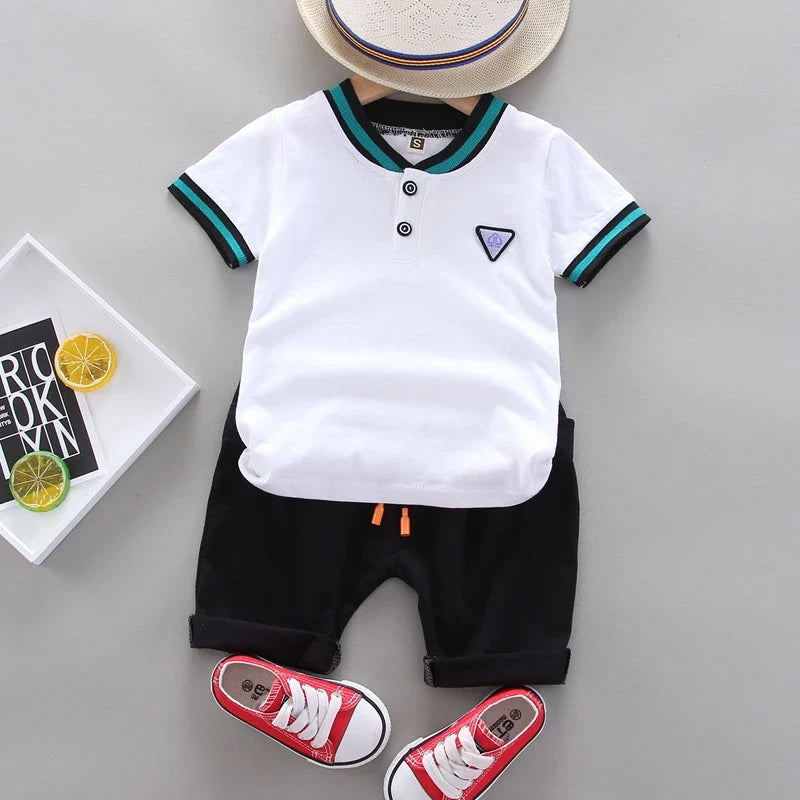 Summer Cotton Baby Boys Short-sleeved Suits Fashion Toddlers Girls Polo Clothing Suits Casual