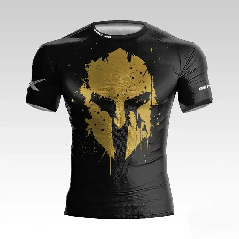Summer new style Spartan helmet 3D printed men's T-shirt for boxing and fitness,daily outdoor activities.Quick-drying.Streetwear