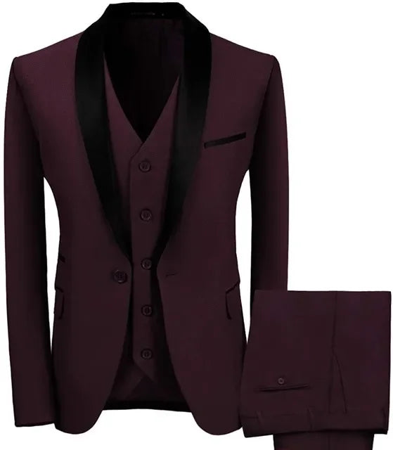 Fashion Colorful Black Lapel Wedding Men Suit Costume Homme Groom Tuxedo Prom Party 3 Pcs Slim Fit Men Blazer Terno Masculino