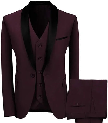 Fashion Colorful Black Lapel Wedding Men Suit Costume Homme Groom Tuxedo Prom Party 3 Pcs Slim Fit Men Blazer Terno Masculino