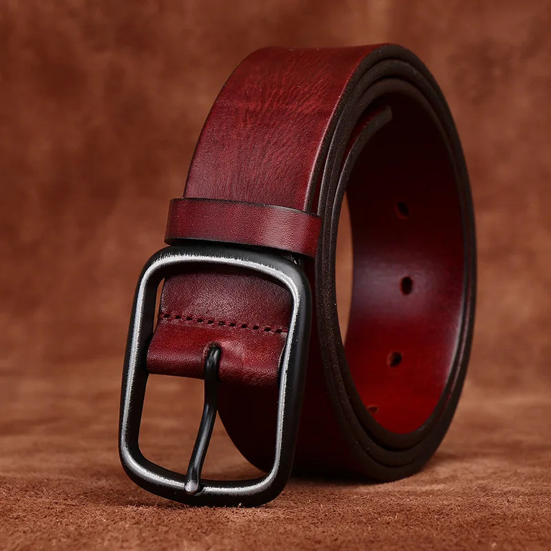 3.8CM Men High Quality Genuine Leather Belt Luxury Pin Buckle Belts Thick Cowskin Fashion Vintage Strap Male Jeans for Man