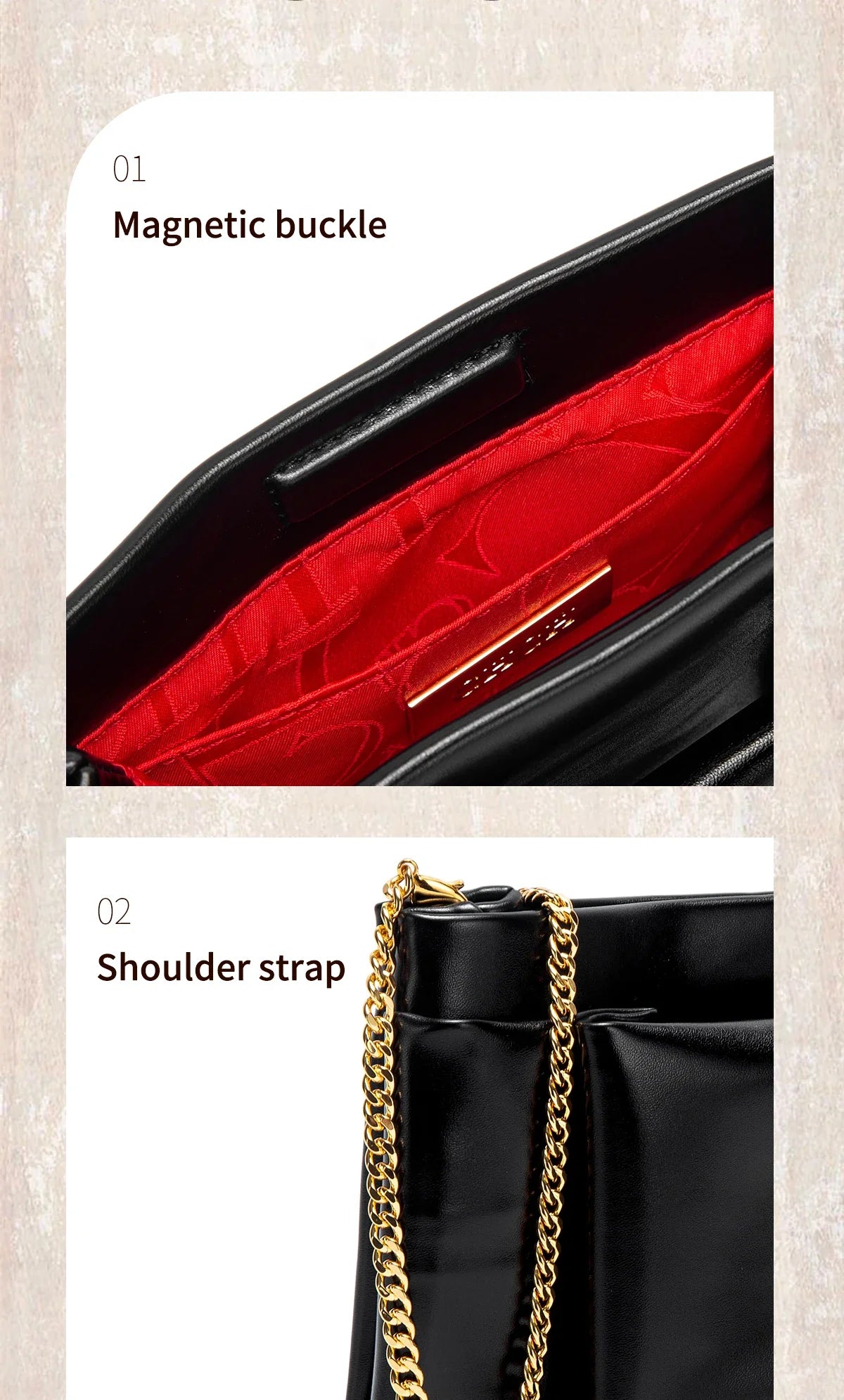 Women's Shoulder Bag New Simple Black Detachable Dual purpose Chain Bag Business Wallet