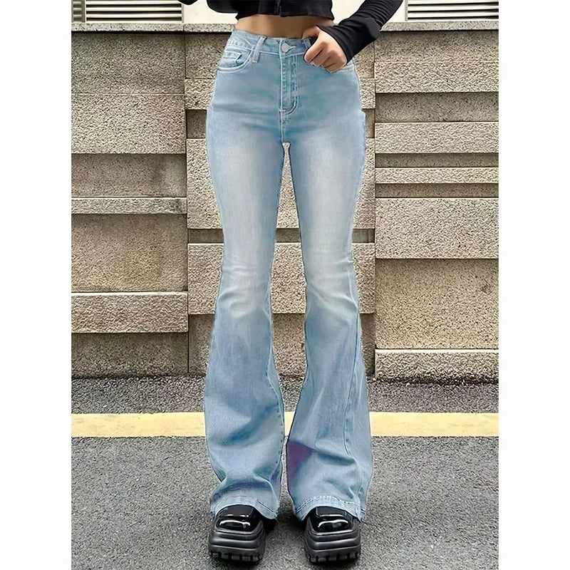2025 Woman Vintage High Waist Flare Jeans Female Stretchy Bootcut Tight Denim Pants Women Bell Bottoms Casual Slim Fit Trousers