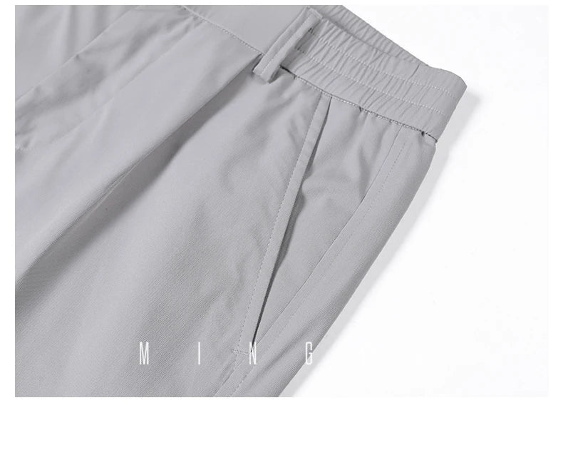 2026 New High Quality Summer Casual Pants Men Solid Color Straight Work Light Gray Outdoor Style Youth Khaki Thin Trousers Male
