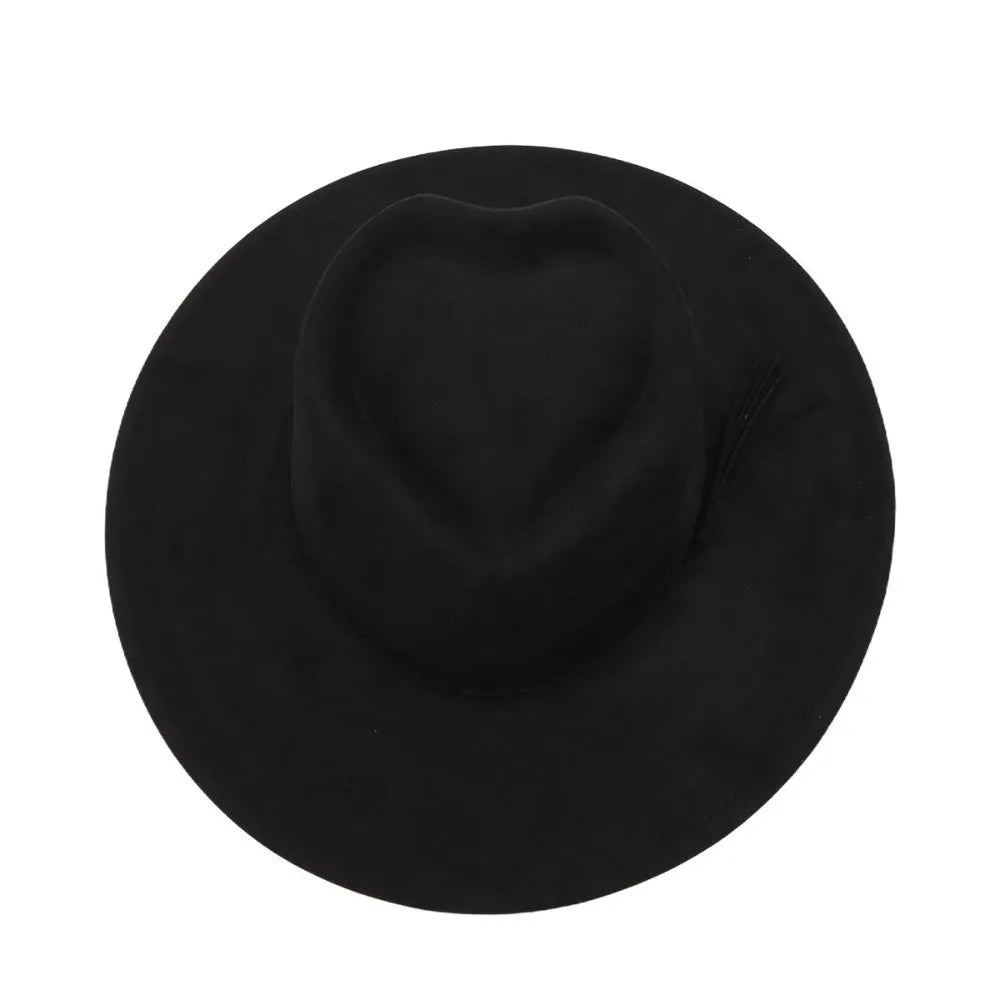 High Quality Heart Design Vegan Suede Hat Wide Brim Blank Style Wide Brim Hat Fedora Hat