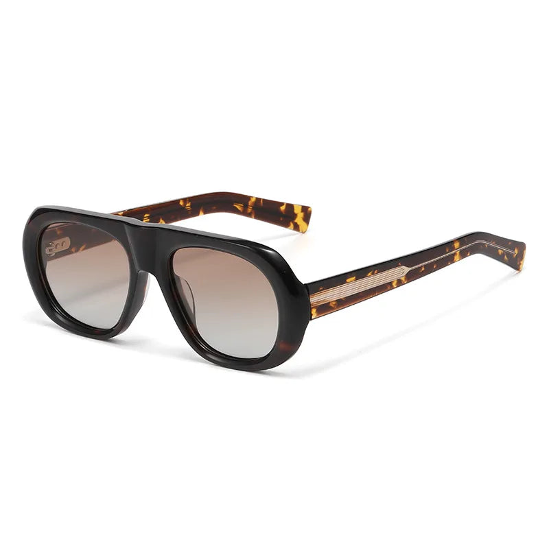 Vintage Pilot Rectangular Frame  Men Sunglasses Fashion Polarized Shades UV400 Women Trending Punk Sun Glasses INS Eyeglasses