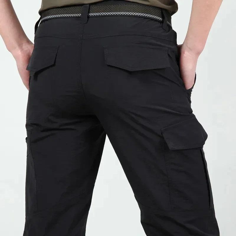 Men's Summer Tactical Cargo Pants Lightweight Casual Waterproof 2Pieces Casual Pants Wear-resisting Multi-pocket Outdoor Hiking