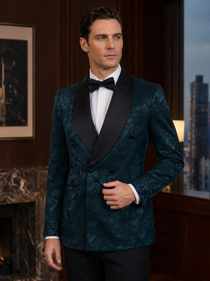 luxury 2-piece suit set men's party outfit high-end double breasted business casual suit groom's wedding dress shawl collar
