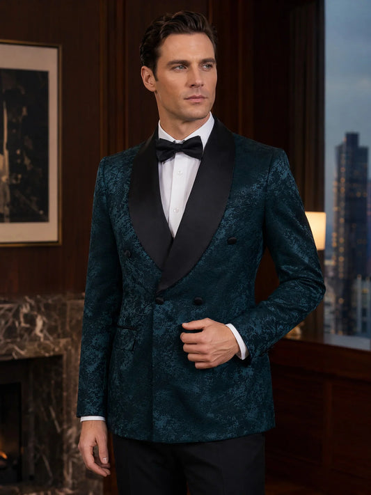 luxury 2-piece suit set men's party outfit high-end double breasted business casual suit groom's wedding dress shawl collar