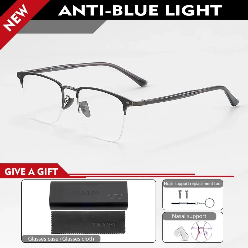 Classic Business Half Rim Eyeglasses Black Reading Glasses Men 888 Retro Anti-Blue Light Frames Customizable prescriptions